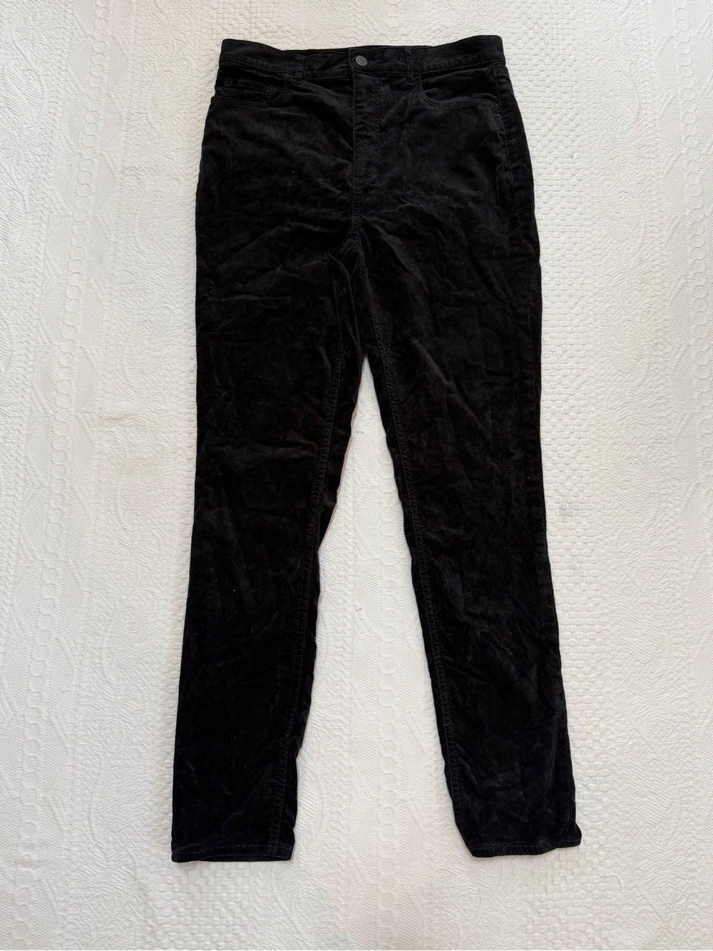 Ann Taylor Loft Black Velvet Straight Leg Pants Women’s Size 12